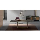 Mesa de comedor extensible en cerámica y metal Made in Italy - Marrón oscuro viadurini