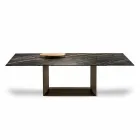 Mesa de comedor extensible en cerámica y metal Made in Italy - Marrón oscuro viadurini