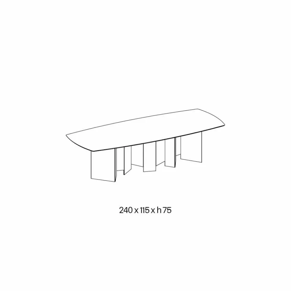 Mesa de comedor de diseño en base de cerámica y vidrio ahumado Made in Italy - Random viadurini