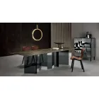 Mesa de comedor de diseño en base de cerámica y vidrio ahumado Made in Italy - Random viadurini