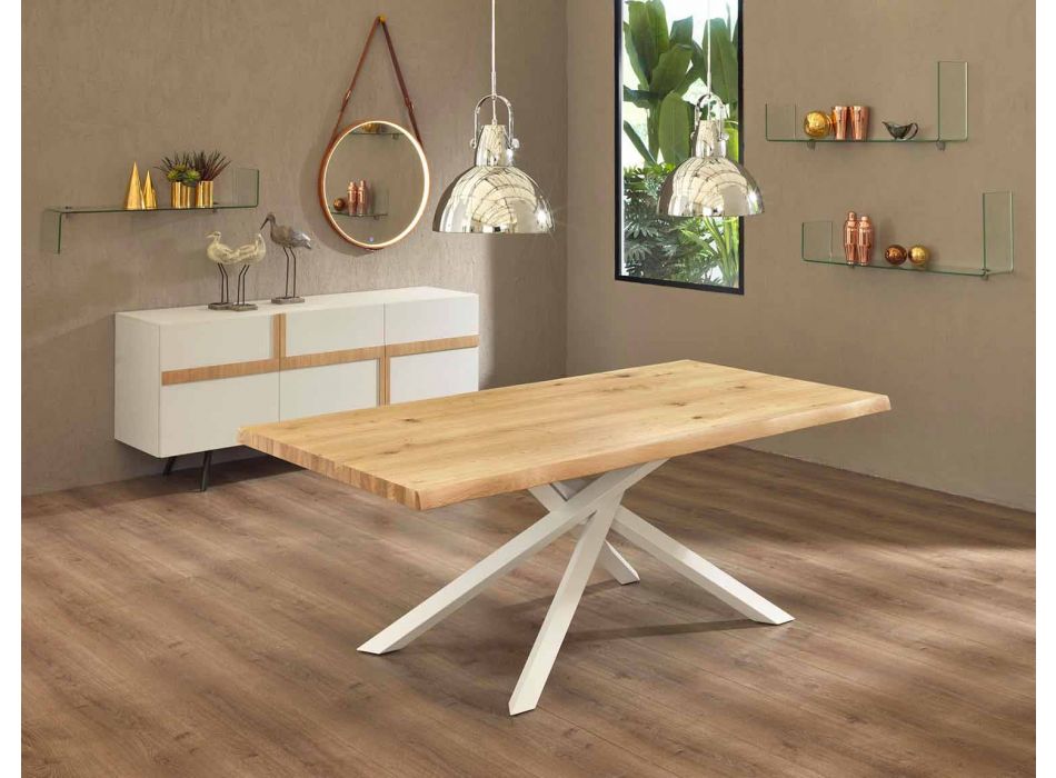 Mesa de comedor de diseño en madera y metal Made in Italy - Skipper viadurini