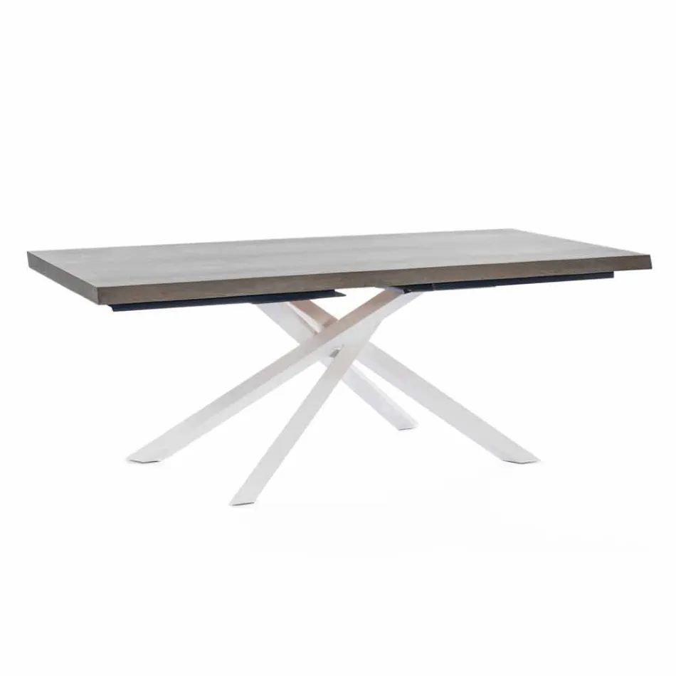Mesa de comedor de diseño en madera y metal Made in Italy - Skipper viadurini