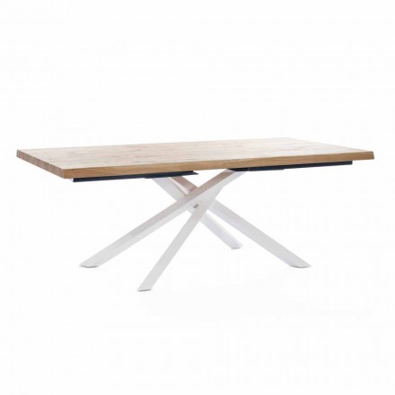 Mesa de comedor de diseño en madera y metal Made in Italy - Skipper viadurini