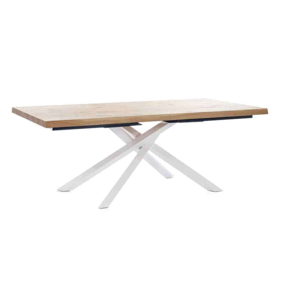 Mesa de comedor de diseño en madera y metal Made in Italy - Skipper viadurini