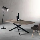 Mesa de comedor de diseño en roble y metal fabricada en Italia Oncino. viadurini