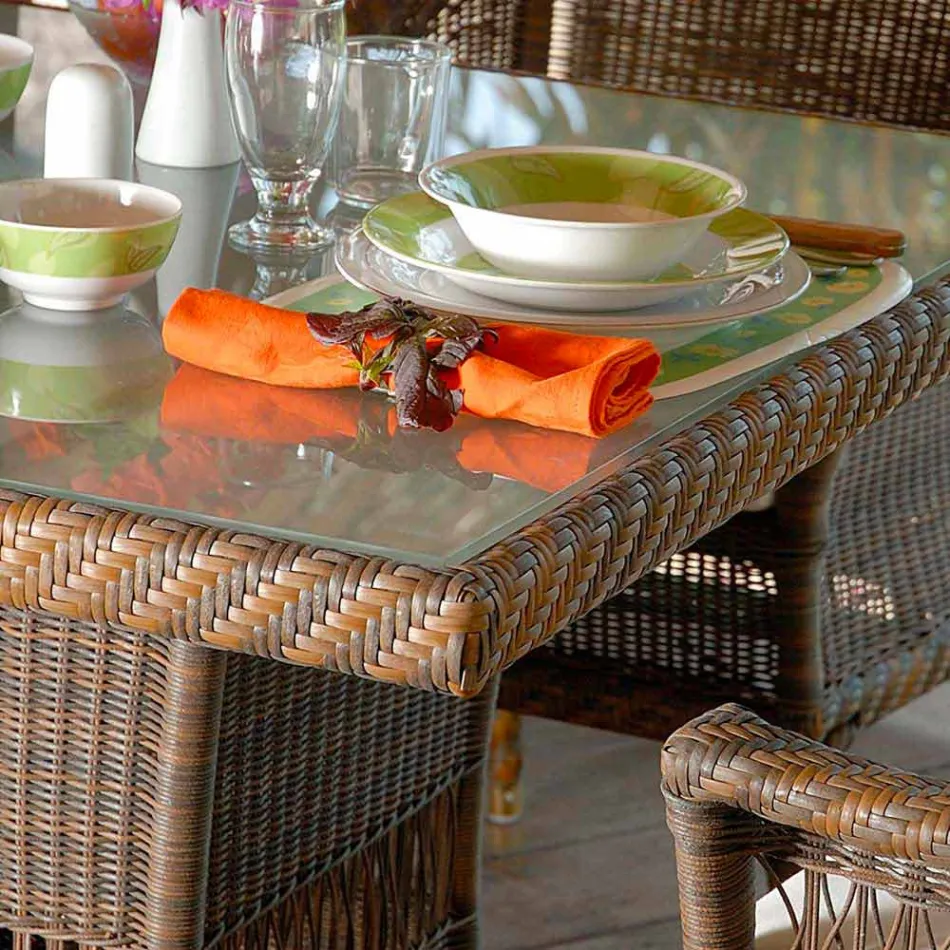 Tabla diseñador comedor polietileno mano tejida Chad viadurini