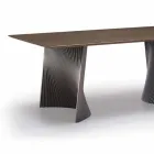 Mesa de comedor de diseño moderno en gres y fresno Made in Italy - Charol viadurini