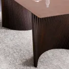 Mesa de comedor de diseño moderno en gres y fresno Made in Italy - Charol viadurini