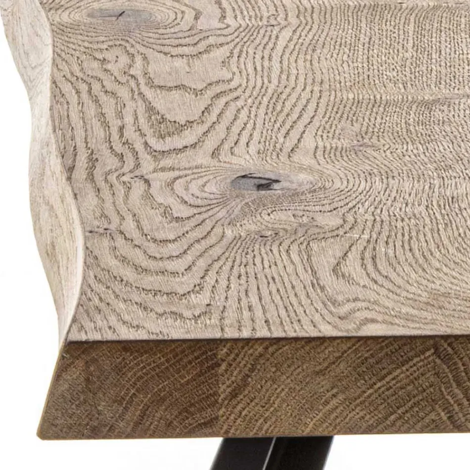 Mesa de Comedor Fija Base Metálica y Sobre Chapado en Roble - Termoli viadurini