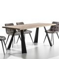 Mesa de Comedor Fija Base Metálica y Sobre Chapado en Roble - Termoli