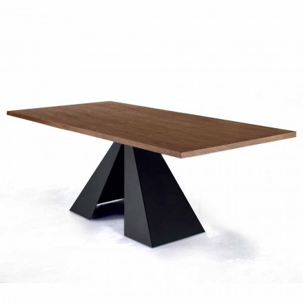 Mesa de comedor chapada con base de acero Made in Italy - Dalmata viadurini