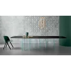 Mesa de comedor de cerámica y base de vidrio extraligero Made in Italy - Aleatorio viadurini