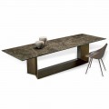Mesa de comedor Emperador de cerámica y metal de bronce Made in Italy - Marrón oscuro