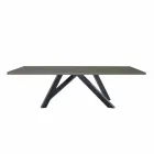 Mesa de comedor en Fenix gris y acero lacado Made in Italy - Settimmio viadurini