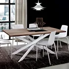 Mesa de comedor de Hpl con base de metal Made in Italy, Precious - Carlino viadurini