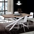 Mesa de comedor Hpl con base de metal Made in Italy, Precious - Carlino