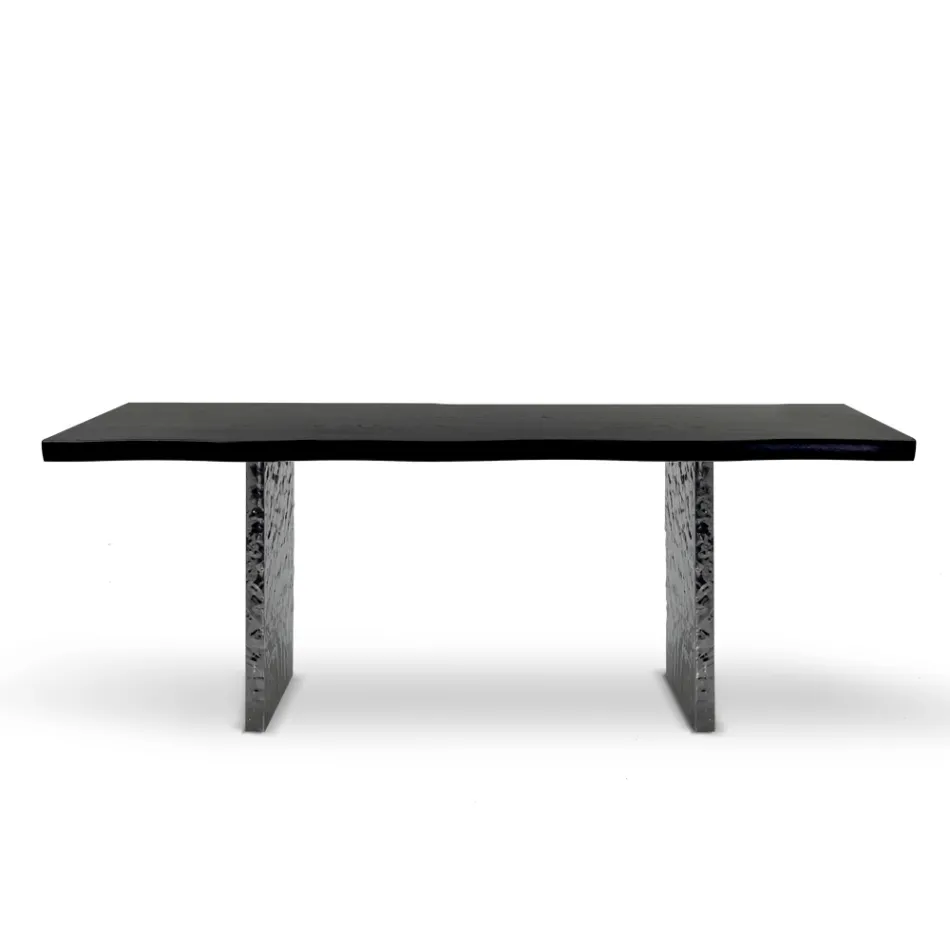 Mesa de comedor en chapa y acero martillado Made in Italy - Strappo viadurini