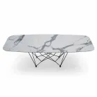 Mesa de comedor en hipermármol y acero Made in Italy, alta calidad - Ezzellino viadurini