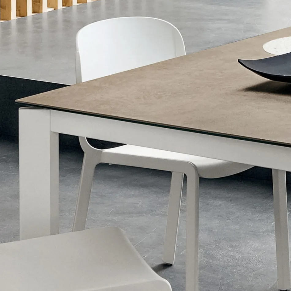 Mesa de Comedor en Laminam con Estructura de Aluminio Made in Italy - Baviera viadurini