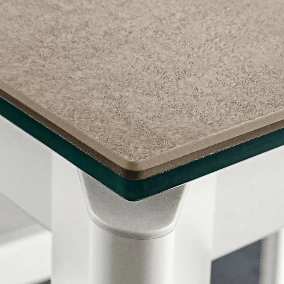 Mesa de Comedor en Laminam con Estructura de Aluminio Made in Italy - Baviera viadurini