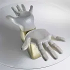 Mesa de comedor de madera con tapa de cristal, hecha en Italia, Bartolo viadurini