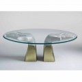 Mesa de comedor de madera con tapa de cristal, hecha en Italia, Bartolo