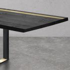 Mesa de comedor en roble anudado y elementos de metal Made in Italy - Giusy viadurini