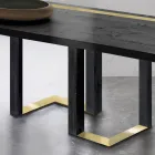 Mesa de comedor en roble anudado y elementos de metal Made in Italy - Giusy viadurini