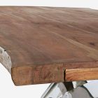 Mesa de comedor de acero inoxidable y madera Homemotion Design - Kaily viadurini