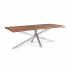 Mesa de comedor de acero inoxidable y madera Homemotion Design - Kaily viadurini