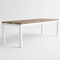 Mesa de comedor de madera y aluminio para exteriores de diseño moderno - Ganges