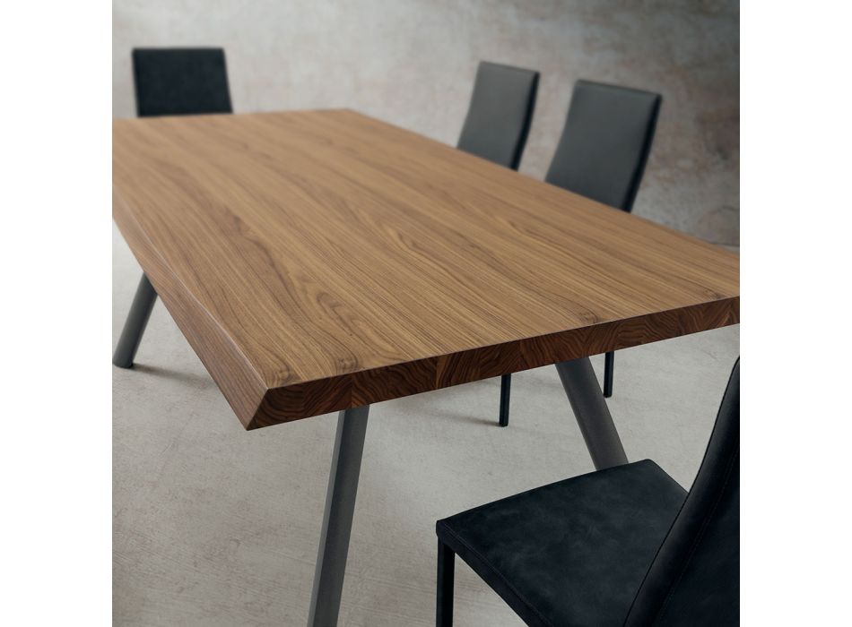 Mesa de comedor en madera y aluminio Made in Italy, Precious - Lingotto viadurini