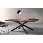 Moderna mesa de comedor de madera maciza hecha en Italia Oncino viadurini
