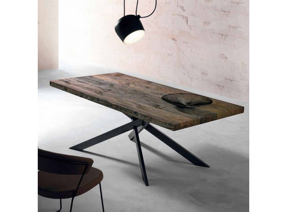 Moderna mesa de comedor de madera maciza hecha en Italia Oncino viadurini