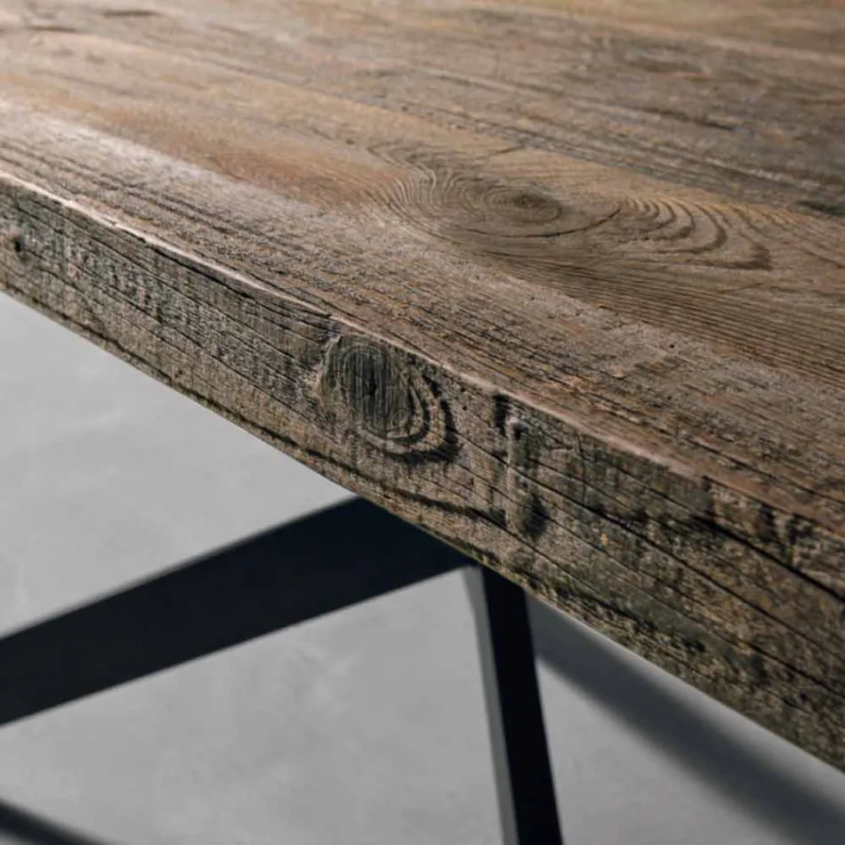 Moderna mesa de comedor de madera maciza hecha en Italia Oncino viadurini