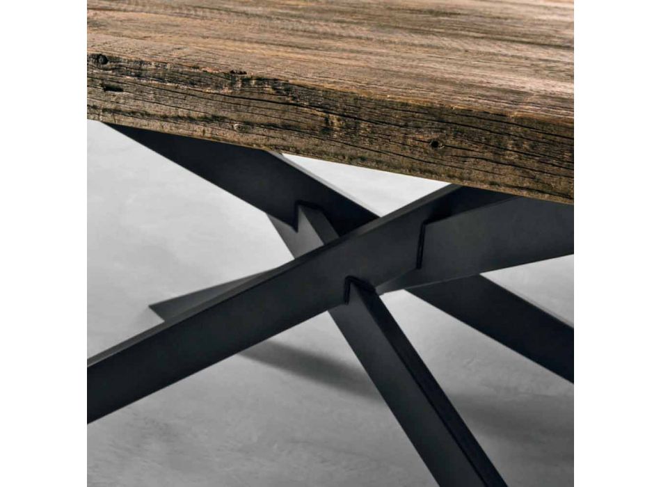 Moderna mesa de comedor de madera maciza hecha en Italia Oncino viadurini