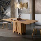 Mesa de comedor de madera de diseño mdf hecha en Italia, Egisto viadurini