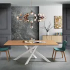 Mesa de comedor en madera MDF y metal moderno hecho en Italia, Dionigi viadurini