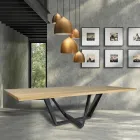 Mesa de comedor en madera de roble y metal gris hierro Made in Italy - Patty viadurini
