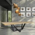 Mesa de comedor en madera de roble y metal gris hierro Made in Italy - Patty
