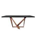 Mesa de Comedor en Madera de Roble y Metal Color Cobre Nuvolato Made in Italy - Patty viadurini