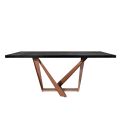 Mesa de Comedor en Madera de Roble y Metal Color Cobre Nuvolato Made in Italy - Patty