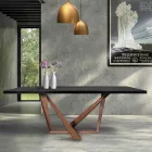 Mesa de Comedor en Madera de Roble y Metal Color Cobre Nuvolato Made in Italy - Patty viadurini