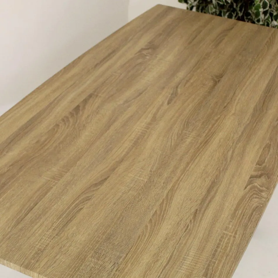 Mesa de Comedor en MDF Efecto Madera y Base Metálica Negra - Sunset viadurini