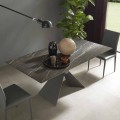 Mesa de comedor de metal y tapa de cerámica Diseño Made in Italy - Anaconda