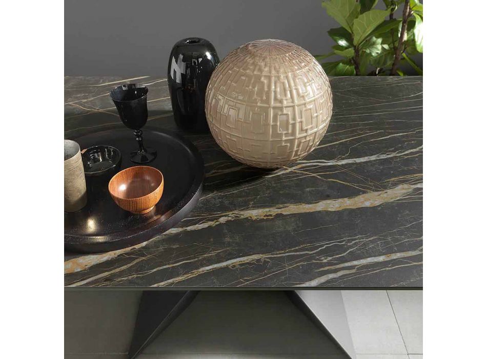 Mesa de comedor de metal y tapa de cerámica Diseño Made in Italy - Anaconda viadurini