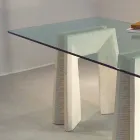 mesa de comedor de piedra y cristal diseño moderno Arianna viadurini