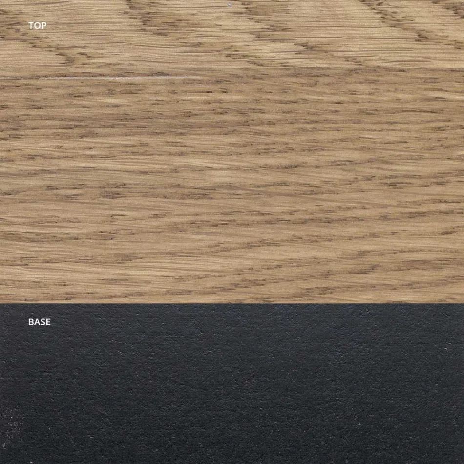 Mesa de comedor en roble chapado Masellato y metal Made in Italy - Riad viadurini