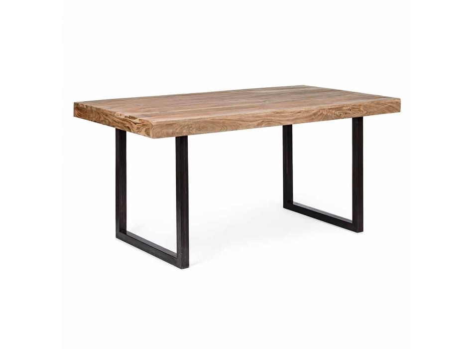 Mesa de comedor de estilo industrial en madera y acero Homemotion - Molino viadurini
