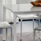 Mesa de comedor en vidrio blanco y metal pintado Made in Italy - Broche viadurini